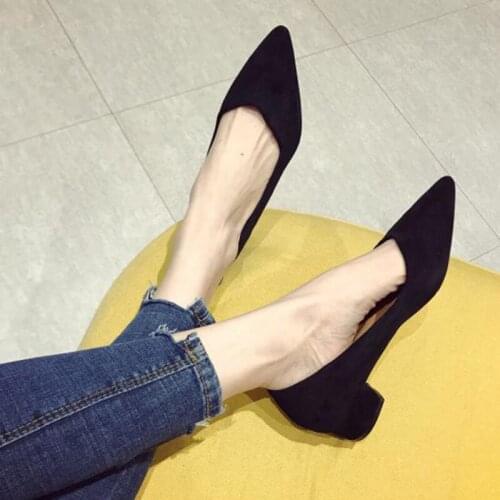 2021 New Spring Women Shoes Pointe Office Ladies Shoes Low Heels Women Pumps Elegant Woman High Heels Pumps Women Shoes