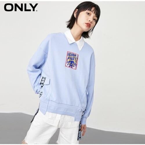 ONLY spring new round neck pullover big pocket letter printed sweater women | 12039S022