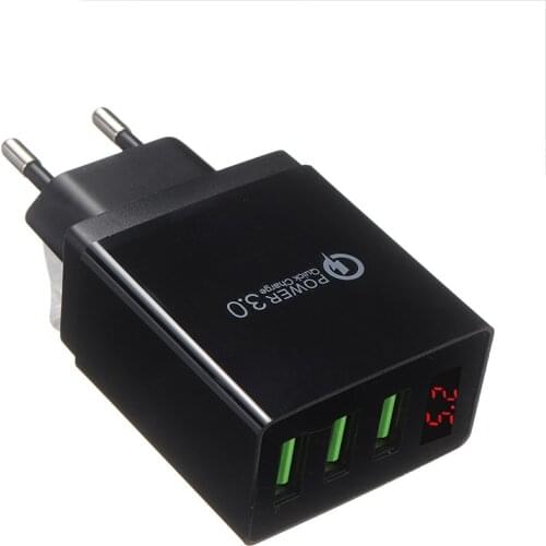 1pc Car Quick Charger Plug 3 USB Ports 5V 3.1A Power Supply Adapter LED Digital Display For Phone PC Tablet EU Plug Parts