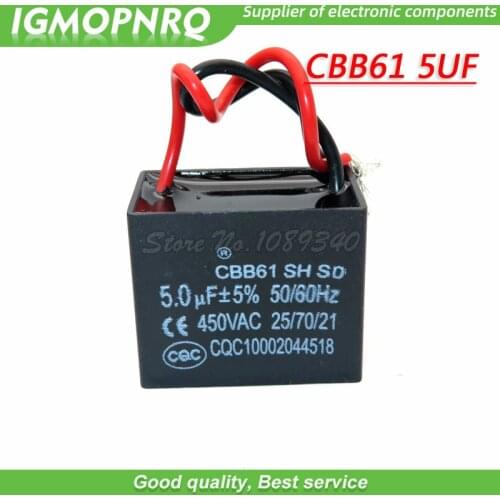 2pcs CBB61 5uf starting capacitance AC Fan Capacitor igmopnrq 450V 5UF CBB Motor Run Capacitor