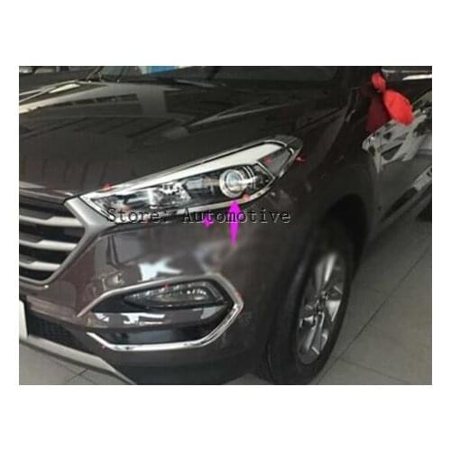 2014 2015 2016 For Hyundai Tucson Exterior Molding Head Light Lamp Cover Trim ABS 2pcs