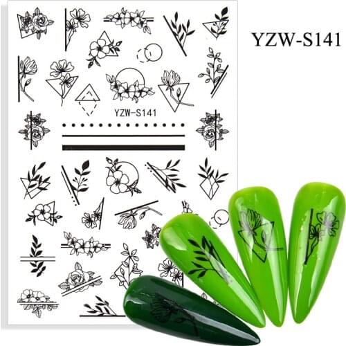 3D Stickers for Nails Spring Summer Self-adhesive Sticker Design Flowers Line Grass Nail Art Decorations Nail Foil Accessories