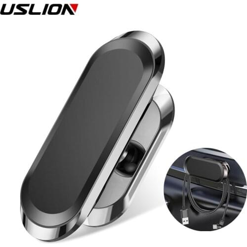USLION 360 Rotation Metal Magnet Phone Holder In Car For iPhone 12 11 Pro Samsung Alloy GPS Car Support Magnetic Holder Stand