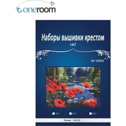 Red poppy Flowers home Decor counted 14ct white canvas similar DMC Cross Stitch kits 14CT needlework Set DIY embroidery3th