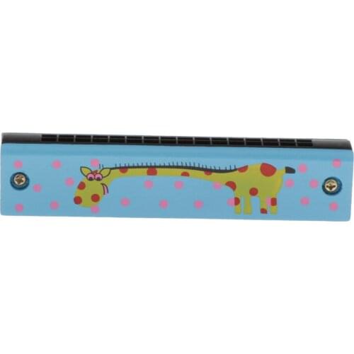 Wooden Painted Harmonicas Double-row 16-hole Mini Learning Baby Toy Giraffe