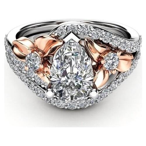 Elegant Female Dazzling Flower Ring Zircon Anniversary Jewelry High Quality Exquisite Crystal Wedding Engagement Fashion Rin