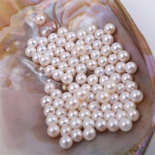 Perfect style 3A quality Natural freshwater pearls 2.5mm -10mm half hole white color zhuji loose pearls for earrings