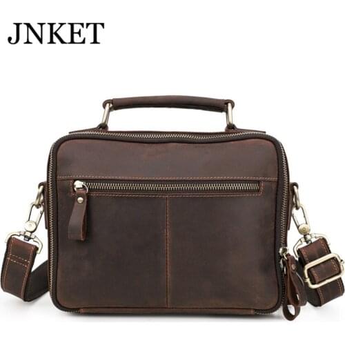 JNKET New Retro Crazy Horse Leather Mens Crossbody Bag Shoulder Bag Handbag Fashion Sling Bag Messenger Bag