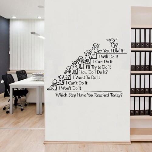 Which Step Have You Reached Today Motivation Quote Wall Decal Team Building Quotes School Class Rooms Quote Stickers WZ206