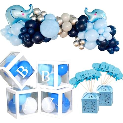 Cute Elephant Latex Balloons Elephant Banner Cake Topper For Gender Reveal Kid Birthday Baby Shower DIY Decor Supplies