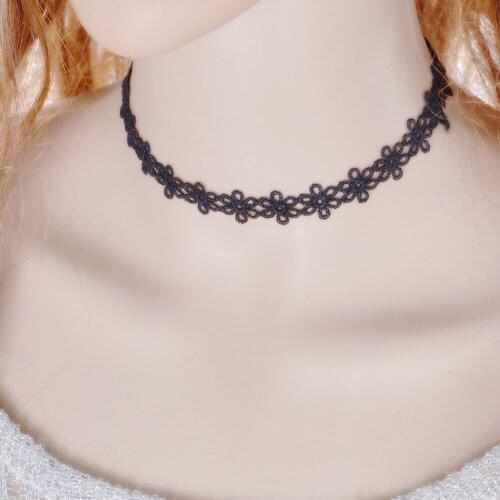 2020 Fashion Gothic Victorian Crystal Tassel Tattoo Choker Necklace Black Lace Choker Collar Vintage Women Wedding Jewelry