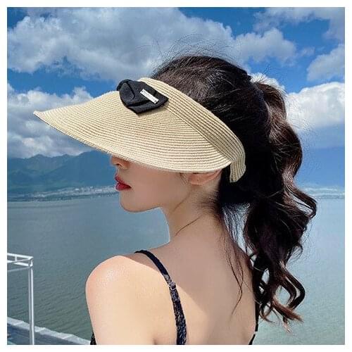Fashion Female Visor Cap, Ladies Bowknot Sun Hat Bucket Hat Fisherman Cap for Summer, Khaki/Black/Coffee, 2021