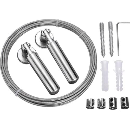 Mayitr Curtain Wire Curtain Wire Rod Set Stainless Steel Wire Rope Cable Tensioner Curtain Decorative Accessories