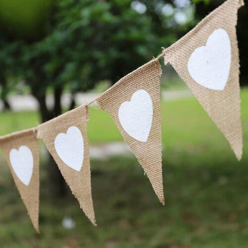 Natural Jute Burlap Pennants Diy Crafts Christmas Wedding Party Decorations Hanging Flags Festive events Party Holiday Supplies