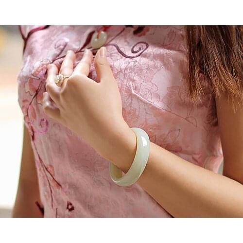 CYNSFJA New Real Rare Certified Natural Hetian Jade Nephrite Lucky Amulets 58mm Jade Bracelet Bangle High Quality Best Gifts