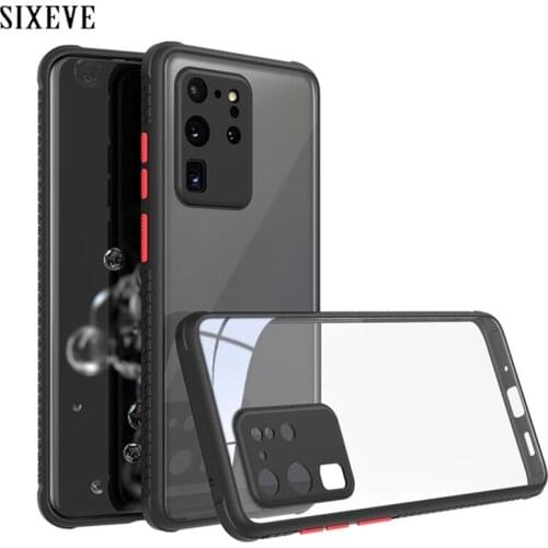Transparent Simple Bumper Phone Case for Samsung Galaxy S10 Lite 20 Plus Note 10 20 Ultra Shockproof Har PC Silicone Clear Cover
