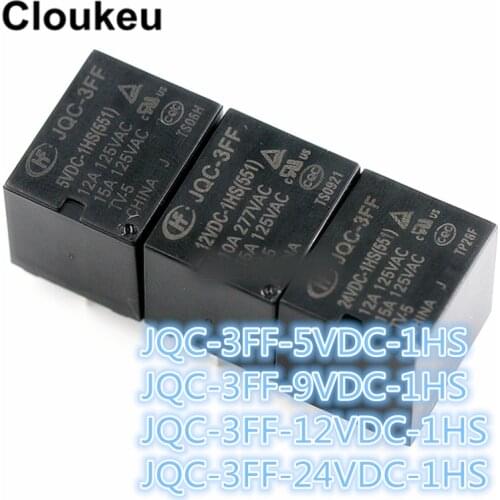 2Pcs Relay DIP4 HF- JQC-3FF- 5VDC 9VDC 12VDC 24VDC -1HS 5V 9V 12V 24V T73 10A