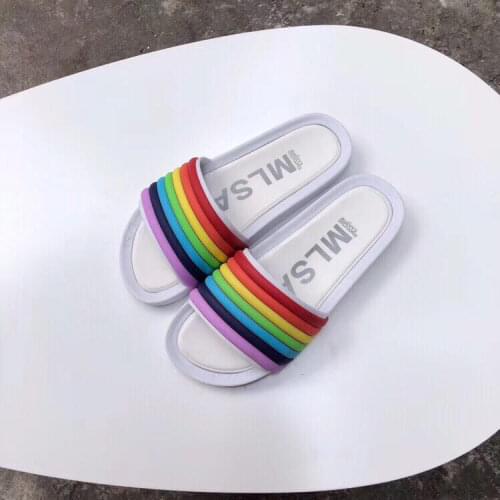 2019 New Women Melissa Rainbow Shoes Summer Slippers Non-Slip Rainbow Slippers Beach Shoes Melissa Women Shoes