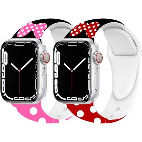 Silicone Strap for Apple watch band 44mm 40mm 38mm 42mm Cartoon Mouse printing wrist bracelet Applewatch series 3 4 5 SE 6
