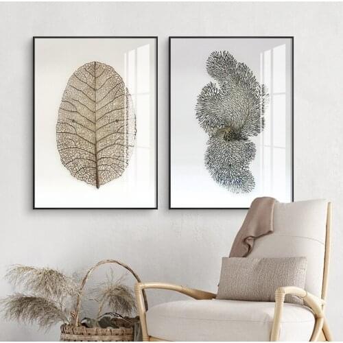 Modern Abstract Gold Office Leaf Vein Living Room Mural Bedroom Wall Art Home Decor Canvas Painting Picture Prints and Posters