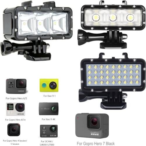 Underwater Diving LED Flash Light Video lamp For GoPro Hero7 hero5 3+4 4S for Xiaomi yi 4K Lite SJCAM SJ4000 SJ6 Mijia EKEN H9