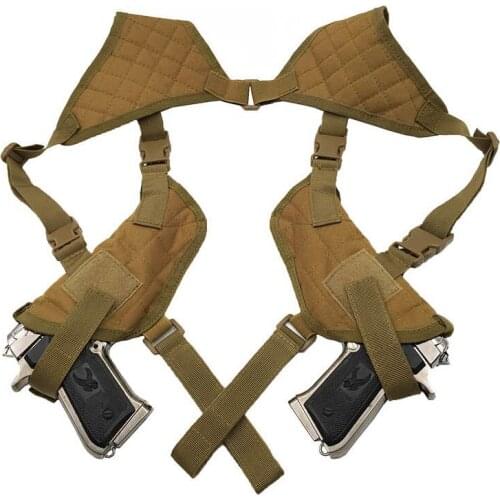 Tactical Adjustable Horizontal Shoulder Holster Left+Right Hunting Bag Military Double Pistol Gun Pouch Holder