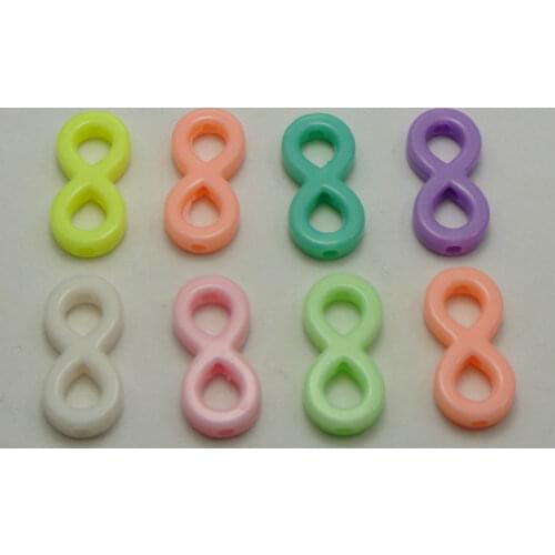 100 Mixed Pastel Color Acrylic Infinity 8 Symbol Beads Connector Charms 21X10mm