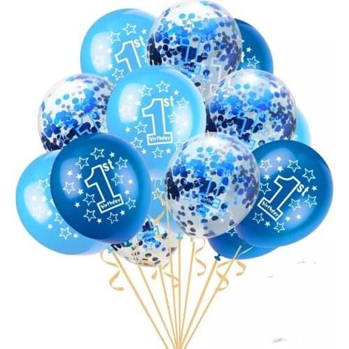 1nd Birthday Ballons Blue Pink Latex Confetti Balloon Kids 1nd Birthday Party Decorations Boy Girl 1 Year Old Party Supplies