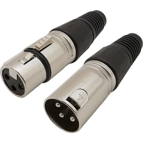 2Pcs XLR 3 Pin Male and Female Socket Microphone Audio Cable Plug Jack Terminals Mic Solder Type Connector