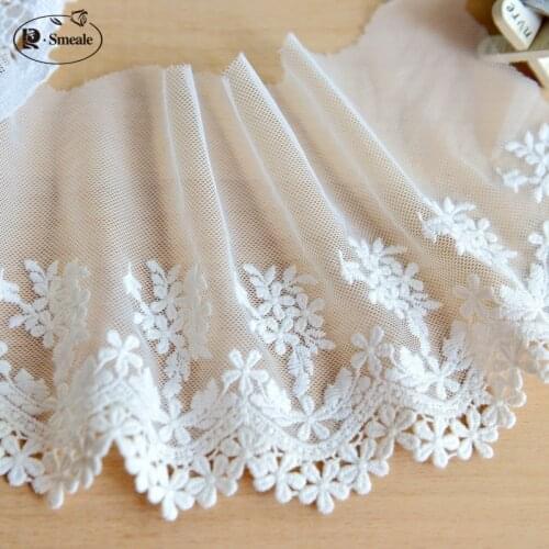 5yard/ Lot Width 13cm White Cotton Wire Embroidered Lace Fabric , DIY Handmade Lace Materials, Clothing Accessories Lace RS109