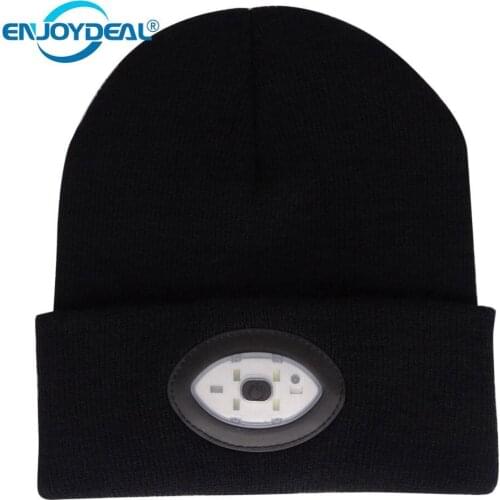 6 LED USB Rechargeable Hat with a Flashlight LED Cap Knitted Warm Hat Emergency Lantern for Outdoor Camping Climbing Fishing