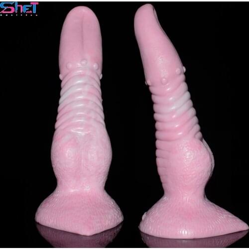 SHET Pink Silicone Anal Plug G-sport Orgasm Sex Toys for Women Suction Cup Couples Erotic Design Flirting Toy for Adults 18