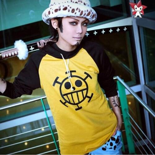 Anime Cosplay One Piece Costume Trafalgar Law Hoodies Masquerade Clothes Top for Man Women Long Sleeve Plus Size
