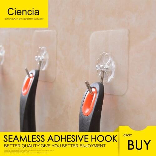 Free Shipping Load Bearing 5KG Rust-rain Transparent Strong Stick Hook Seamless Adhesive Hook Bath Kitchen bed Accessory