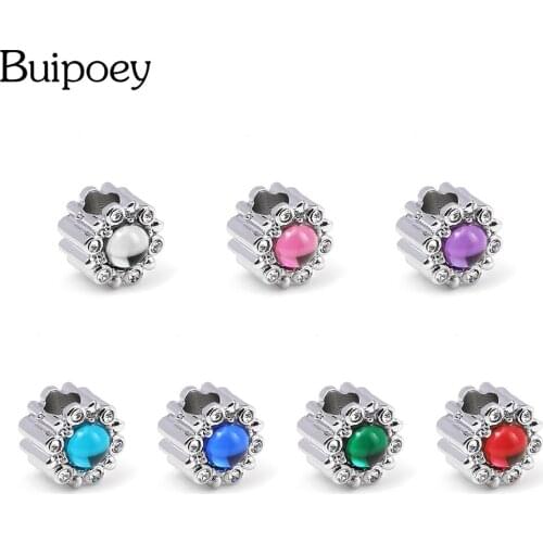 Buipoey 7 Colors Shiny Crystal Beads Charm Fit Original Necklace Bracelets For Girl Jewelry Making Accessories Beaded