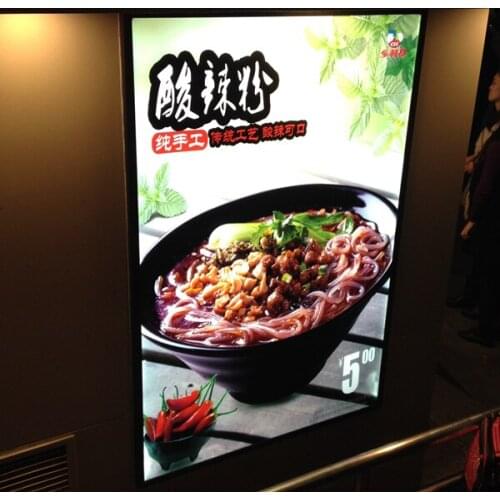 Black Aluminum Profile Ultra Slim LED Backlit Menu Board ,Outdoor Wall Mounted Restaurant Light Box Signage