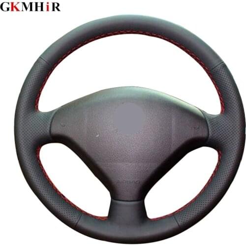 DIY Black Steering Wheel Cover Artificial Leather Car Steering Wheel Cover for Peugeot 307