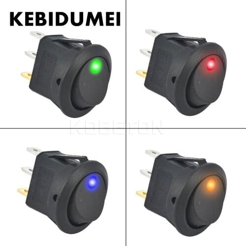 KEBIDUMEI 12V Electronic Accessories SPST LED illuminated Switch 3 Pins Car Dashboard Dash Boat Toggle ON-OFF Rocker DC for Auto