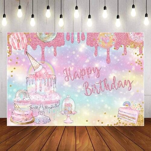 Mehofond Photography Background Sparkling Ice Cream Cake Donuts Princess Girl Birthday Party Decor Photo Studio Backdrop Props