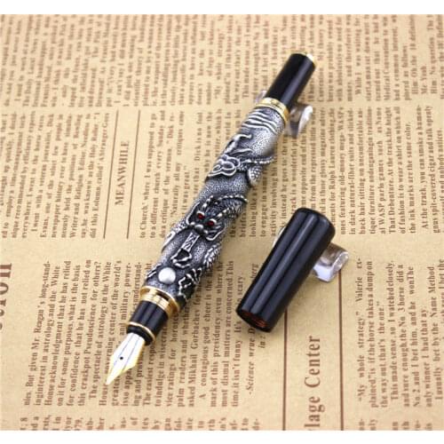 JINHAO 0.5mm fountain pen Exquisite luxury dragon pens High quality metal Business Office Ink Pen birthday gift present