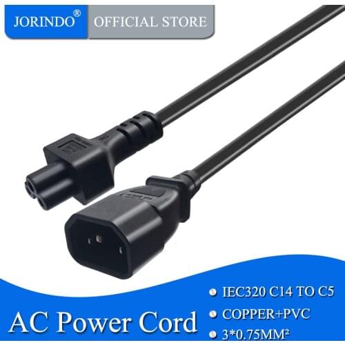 JORINDO 0.6M/1.96FT IEC320 C14 TO C5 AC power crod,C5 TO C14 Adapter Cable ,Connect Barcode Machine,2.5A/10A