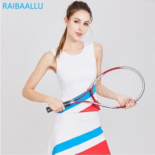 Railbaallu 2 Pieces Set Women Fitness Dresses Running Badminton Tennis Skirt Netball Sports Wear