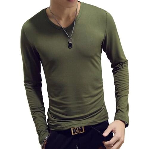 Hot Sale Classic Men Long Sleeve T-Shirt Fitness T Shirts For Men Slim Fit T Shirts Designer Solid Tees Tops