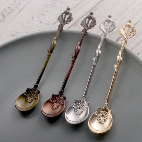 Retro Coffee Scoops Ice Cream Dessert Sugar Spoon Thistle Design Stirring Spoon Zinc Alloy Tableware Kitchen Decor Accessories