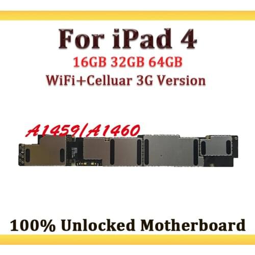 WiFi+Celluar 3G Version For iPad 4 16GB/32GB/64GB Motherboard With IOS System,Disassembled Unlocked For iPad 4 Logic Main Board