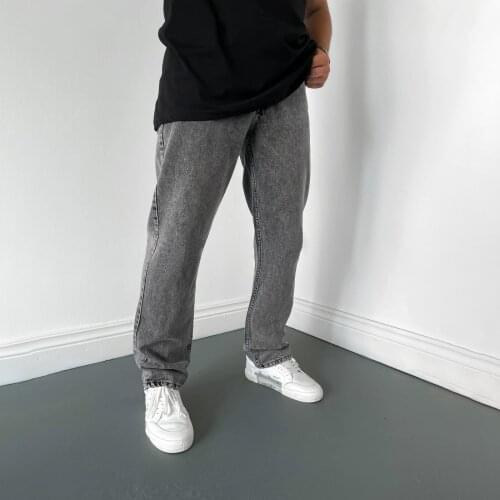 Fashion Mens Casual High Waist Straight Stretch Denim Pants Wide Leg Loose Solid Colors Jeans Hip Hop Trousers Large Size#g3