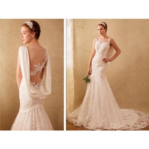 Vestido de noiva casamento appliques beading hot sexy see through 2016 New Arrival bride dresses lace mermaid wedding dress