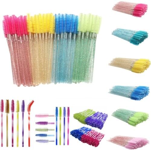 50pcs Disposable Make Up brushes Cosmetic Eyelashes Crystal Eyelash brushes Diamond Applicator Eye Lash Mascara Wands Brush Tool