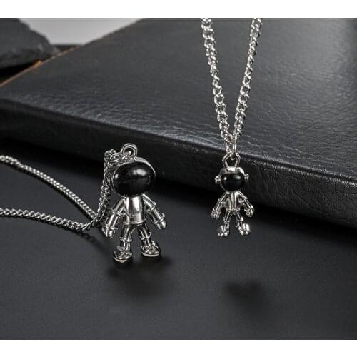 Fashion Astronaut Gothic Stainless Steel Necklace Women Lovers Hip Hop Couple Pendant Necklaces Best Friends Valentine