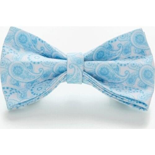 Personalized Blue Paisley Dog Collar Leash With Bow Tie Set Free Engraved Nameplate For Small Medium Large Dog